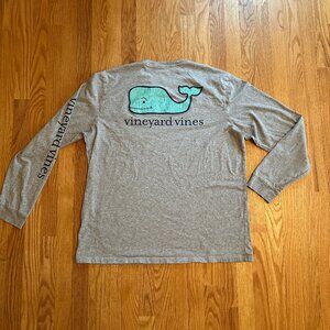 Long Sleeve by Vineyard Vines Men's Shirt- Grey with Teal Whale